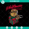 Vintage horror movie-themed SVG design featuring "A Nightmare On Claw Street", Freddy Krueger, and Halloween elements.