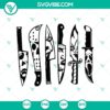 Vector illustration of Horror Characters Knife SVG, featuring iconic horror movie characters, perfect for Halloween-themed projects.