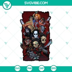 Spooky Horror Characters SVG for Halloween poster - ideal for horror-themed designs, featuring iconic villains and monsters.
