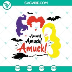 Halloween themed SVG design with "Amuck Amuck Amuck", "Scary", and "Hocus Pocus" text for digital use.
