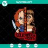 Annabelle and Chucky doll Halloween SVG design with horror characters, perfect for spooky projects.