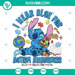 Autism awareness stitch SVG design with blue ribbons, ideal for Cricut. Ideal support files for autism advocacy.