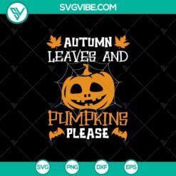 Autumn leaves and pumpkins SVG design with scary and Halloween elements.