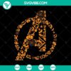 Avengers logo Halloween SVG with Happy Halloween text, ideal for Halloween DIY projects and Avengers fans.