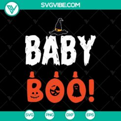 Cute Baby Boo Halloween SVG featuring witch hat, perfect for crafting.