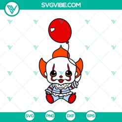 Cute Baby Clown IT SVG with Horror Characters for Happy Halloween, unique and spooky design for crafts and decorations.