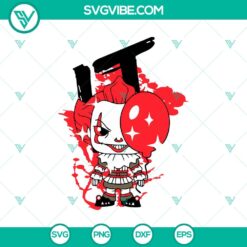 Creepy clown baby SVG design for horror Halloween theme featuring a baby Pennywise character. Great for spooky craft projects.