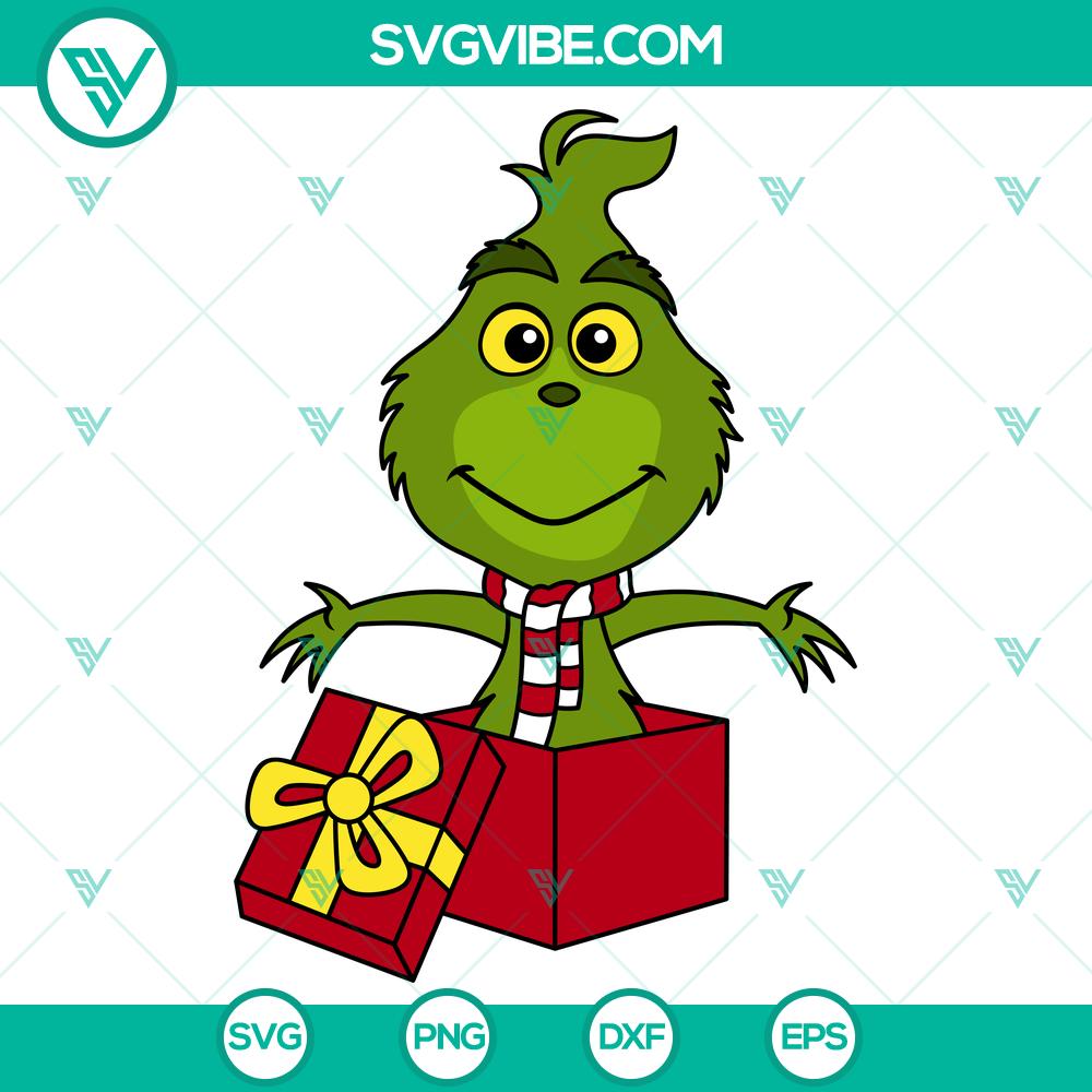 baby-grinch-svg-christmas-svg-merry-grinchmas-svg-christmas-present-svg.jpg Baby Grinch SVG with Christmas Present, ideal for holiday crafts, Merry Grinchmas SVG design for festive projects.
