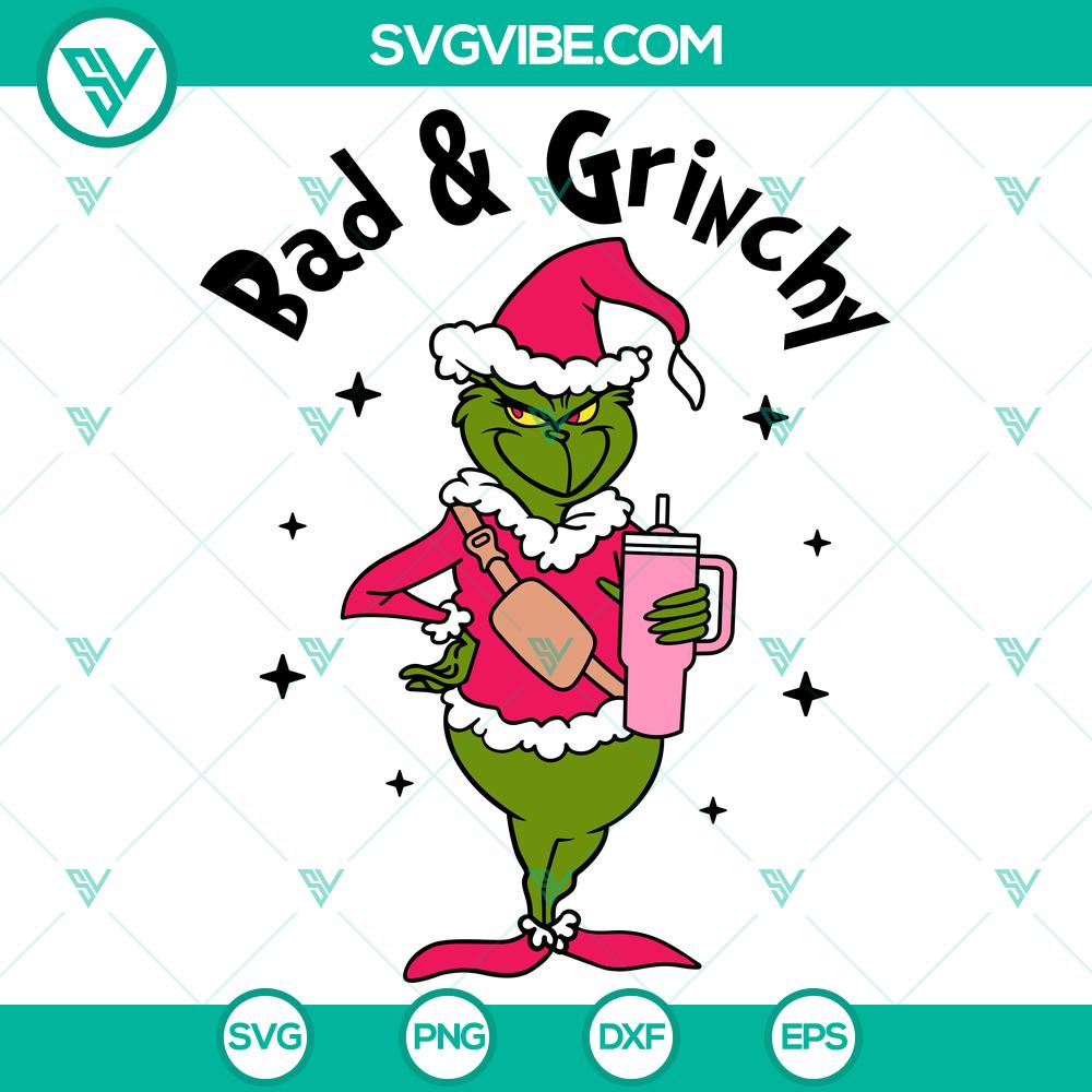 bad-038-grinchy-svg-christmas-svg-merry-grinchmas-svg-tumbler-grinch-svg.jpg Bad & Grinchy SVG design for Christmas tumbler includes Merry Grinchmas theme, ideal for holiday crafts and projects.