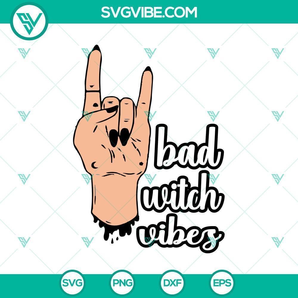 Bad Witch Vibes SVG, Halloween SVG, Horror SVG, Halloween Scary SVG Bad Witch Vibes Halloween Scary SVG design with horror elements, perfect for spooky Halloween crafts and decorations.