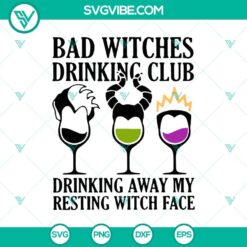 Bad Witches Drinking Club SVG featuring Halloween, Scary, and Witches themes. Perfect for spooky craft projects.