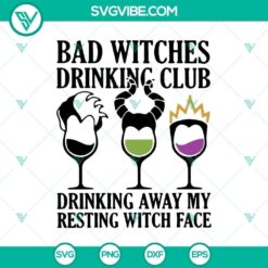 Bad Witches Drinking Club SVG design with scary Halloween theme for crafting projects.