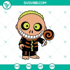 Barrel chibi from Nightmare Before Christmas in Halloween Town SVG design, perfect for Halloween crafts.