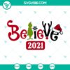 Believe in Christmas SVG design with festive "Merry Christmas" typography. Perfect holiday decoration.