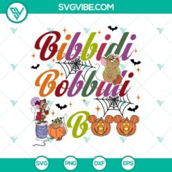 Bibbidi Bobbidi Boo Halloween SVG Cut Files for Cricut and Silhouette Designs, EPS and PNG Formats, spooky Halloween-themed design.