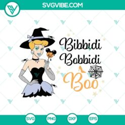 Cinderella Halloween SVG featuring Bibbidi Bobbidi Boo theme, ideal for festive crafts, perfect for Disney fans and Halloween projects.
