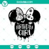Birthday Girl Halloween SVG with Disney Minnie Head design, perfect for Minnie Mouse fans celebrating Halloween.