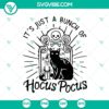 Black Cat Hocus Pocus SVG for Halloween with horror elements, ideal for spooky-themed crafts and decorations.