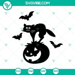 Black cat pumpkin Halloween SVG design, perfect for spooky decorations. Great for Oct 31 projects.