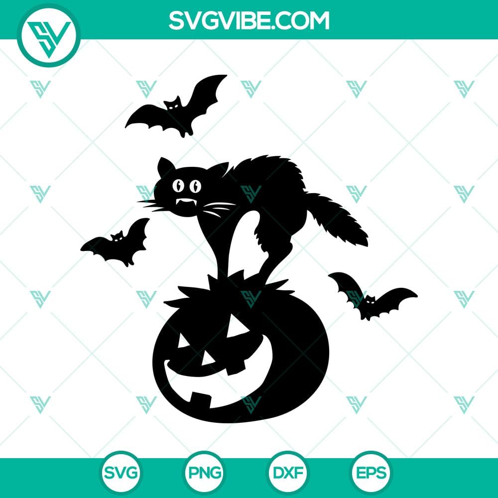 Black Cat Pumpkin Halloween SVG, Halloween SVG, Scary SVG, Oct 31 SVG Black cat pumpkin Halloween SVG design, perfect for spooky decorations. Great for Oct 31 projects.