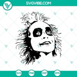 Beetlejuice SVG design in black and white, inspired by the horror film for Halloween.
