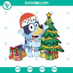 Bluey dog cartoon character Christmas lights SVG for holiday cut files, cute and festive design for crafting projects.