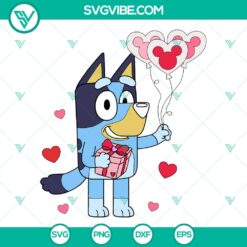 Bluey Dog Heart Balloons Valentine SVG | Cute Holiday Cut Files