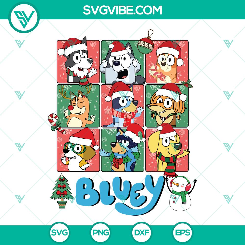 Bluey Family with Santa Hat Christmas SVG | Cartoons Holiday Fun Cut Files Bluey Family with Santa Hat Christmas SVG | Cartoons Holiday Fun Cut Files