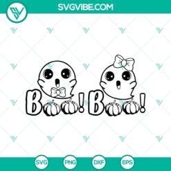 Spooky Halloween SVG design featuring a ghost, pumpkin, and the phrase "Boo Boo Halloween". Great for festive crafts and decorations.