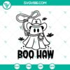 Boo Haw Ghost and Cowboy Ghost SVG with funny design, perfect for Halloween crafts, decals, and t-shirt designs.