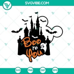 Boo To You SVG featuring Mickey and Minnie Mouse in Halloween theme ideal for crafting projects.