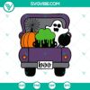Spooky Halloween truck SVG with Boo ghost, perfect for Halloween crafts and decorations.