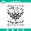 Buffalo Bill Body Lotion and Skull Halloween SVG design for spooky crafts and projects, featuring buffalo skull and lotion bottle elements.
