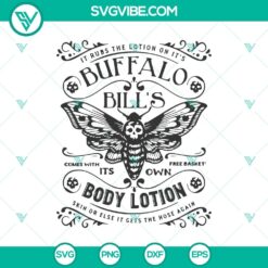 Buffalo Bill Body Lotion and Skull Halloween SVG design for spooky crafts and projects, featuring buffalo skull and lotion bottle elements.
