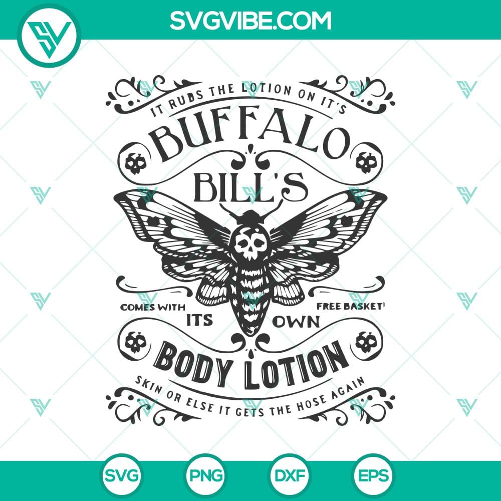 buffalo-bill-body-lotion-svg-buffalo-skull-svg-halloween-svg.jpg Buffalo Bill Body Lotion and Skull Halloween SVG design for spooky crafts and projects, featuring buffalo skull and lotion bottle elements.