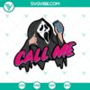 Call Me Scream SVG showcasing a ghost with a phone, perfect for Halloween crafts and designs.