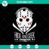 Camp Crystal Lake Hide And Seek Champion 1980 SVG featuring Jason Voorhees and other horror characters, perfect for horror fans and Halloween projects.