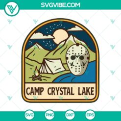 Camp Crystal Lake, Jason Voorhees, Halloween Friday The 13th SVG file for horror movie fans.