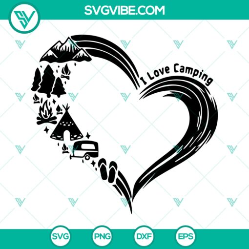 Camping Heart SVG, I Love Camping SVG, Summer Vacation SVG 1