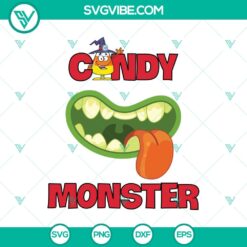 Candy Monster Halloween SVG design featuring scary and spooky elements for Oct 31 celebration.