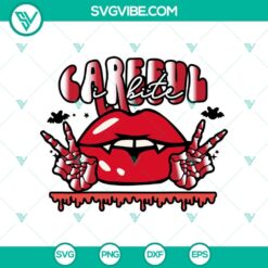 Spooky vampire SVG for Halloween, "Careful I Bite" design. Perfect for Halloween decorations and craft projects.