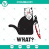 Halloween themed SVG illustration featuring a spooky cat dressed as Jason Voorhees. Ideal for horror fans.