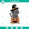 Halloween cat witch and pumpkin SVG design for crafts, cards, and decor.
