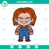 Chibi Chucky SVG with Halloween and horror elements, perfect for spooky crafting projects.