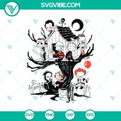 Chibi horror characters friends SVG, perfect for Halloween designs.