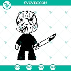 Chibi Jason Voorhees SVG with a Halloween theme, perfect for horror enthusiasts.