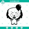 Chibi Pennywise SVG with IT horror movie theme for Halloween, ideal for crafts and projects.