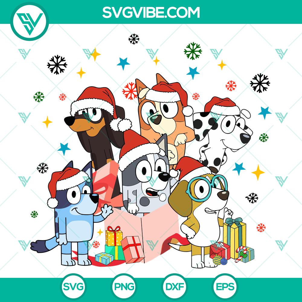 christmas-bluey-dog-family-svg-dxf-eps-png-files.jpg Christmas Bluey Dog Family SVG DXF EPS PNG Files - Festive holiday design featuring cute dog characters in various file formats.