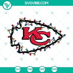 Kansas City Chiefs themed Christmas lights design in SVG, DXF, EPS, and PNG file formats. Great for DIY projects or crafts.
