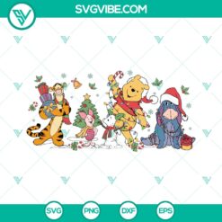 Christmas-themed Disney SVG featuring Santa Pooh and Friends with Christmas Lights. Festive Disney cut files for the holiday season.